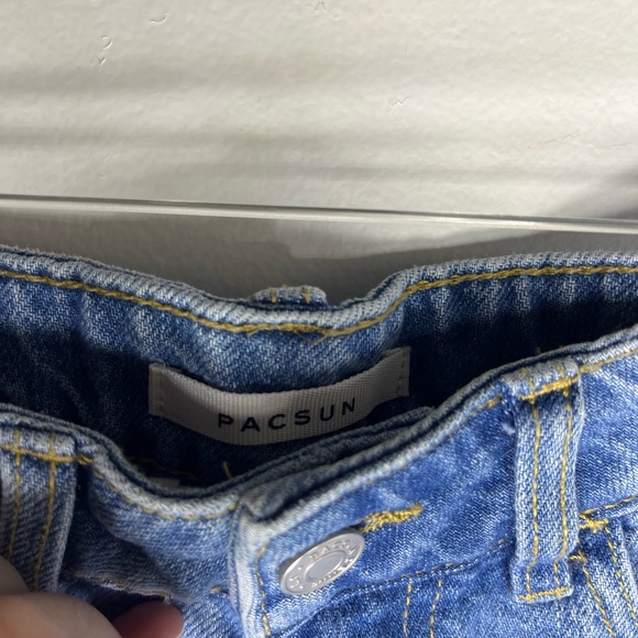 PacSun Mom Short High Rise Distressed Denim Shorts Size 24 - Picture 3 of 7